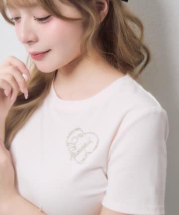 Belle Charme(ベルシャルム) Glitter Logo Crop Tee