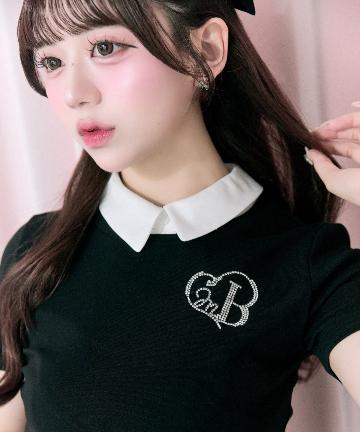 Belle Charme(ベルシャルム) Glitter Logo Crop Tee