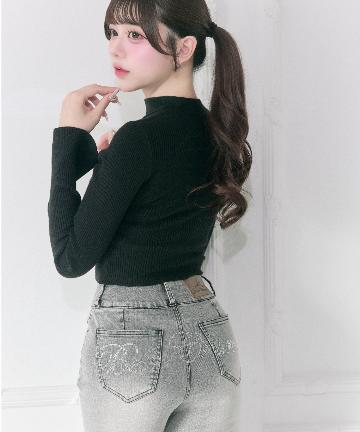 Belle Charme(ベルシャルム) Back Logo Flare Denim