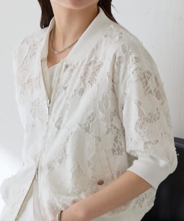 COLLAGE GALLARDAGALANTE(コラージュ ガリャルダガランテ) ローン×レースキルトブルゾン