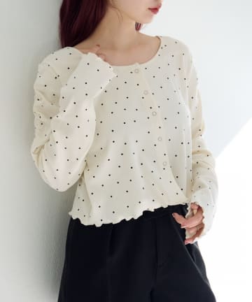 Kastane(カスタネ) 【2.15(日)0:00発売/ドット&無地】針抜きリブカーディガン