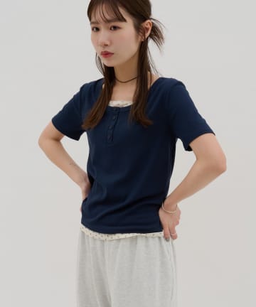 DISCOAT(ディスコート) 【umm.】レイヤードヘンリーハーフスリーブ