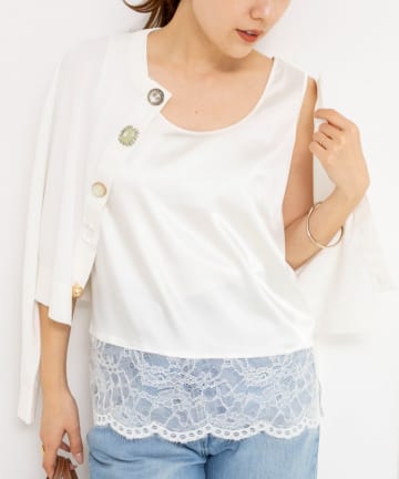 NOLLEY'S(ノーリーズ) ウォッシャブル裾レースオトナサテンタンク