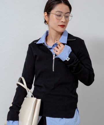 NOLLEY'S(ノーリーズ) 【MAQWEL/マクウェル】COTTON RIBハーフジッププルオーバー