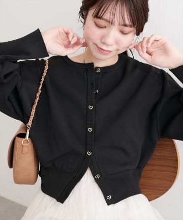 natural couture(ナチュラルクチュール) お家で洗えるちびハート釦カーディガン