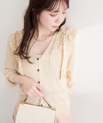 natural couture(ナチュラルクチュール) ちびフリルシアーカーディガン