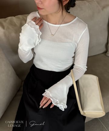 CAPRICIEUX LE'MAGE(カプリシュレマージュ) 【LE'MAGE×gemeilコラボ】ティアードスリーブロンT