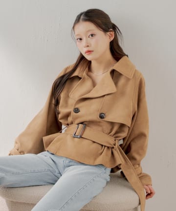 Chico(チコ) スエードショートフレアトレンチコート