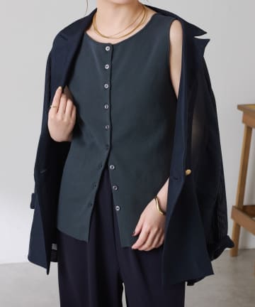 COLLAGE GALLARDAGALANTE(コラージュ ガリャルダガランテ) 【接触冷感/前後２WAY】ドライコットンノースリーブニット