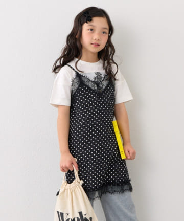 CIAOPANIC TYPY(チャオパニックティピー) 【KIDS】ランジェリーレースドットキャミチュニック《ジュニアサイズあり》