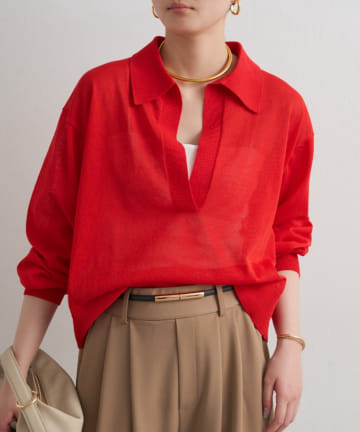 LOUNGEDRESS(ラウンジドレス) スキッパーポロニット