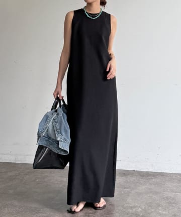 DOUDOU(ドゥドゥ) ストレッチジョーゼットタンクワンピース