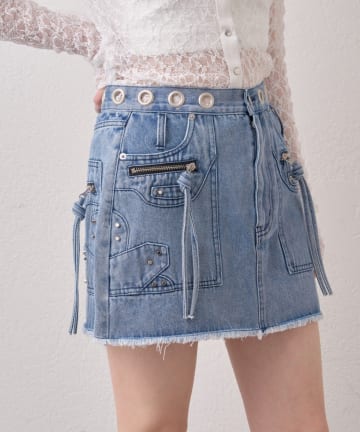 mline(エムライン) [mline]ハトメリングデニムミニスカート