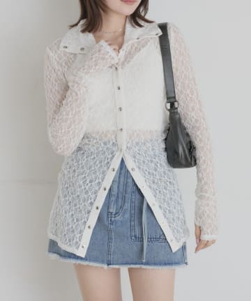 mline(エムライン) [mline]シアーレース ブラウス