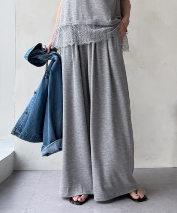 DOUDOU(ドゥドゥ) 【セットアップ可能】タックイージーワイドパンツ