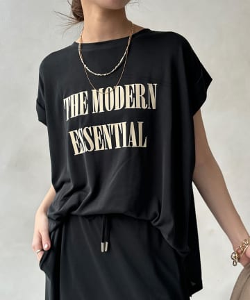 DOUDOU(ドゥドゥ) 【セットアップ可能】フロッキー肩タックプリントTEE