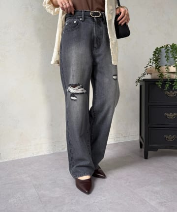 Thevon.(ゼヴォン) ハイウエストダメージデニム