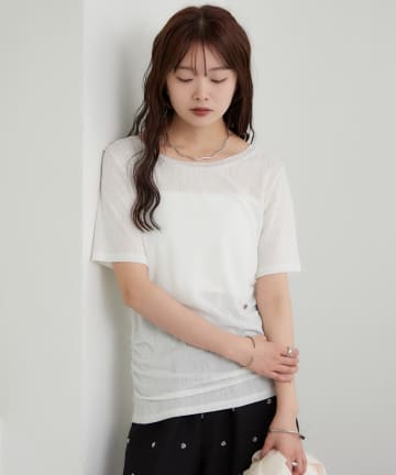 mystic(ミスティック) サイドギャザーシアーTシャツ