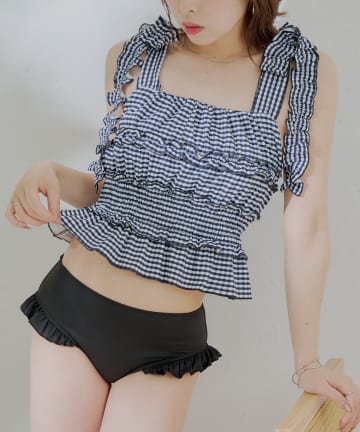 OUTLET(アウトレット) 【Chico】肩フリルシャーリングトップス