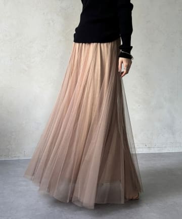 DOUDOU(ドゥドゥ) 【WEB限定】チュールフレアスカート