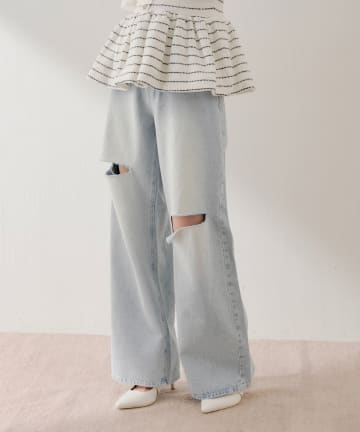 Chico(チコ) 【3/12(木) 0:00～予約開始】ダメージワイドデニム