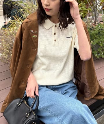 CIAOPANIC TYPY(チャオパニックティピー) 【GEVACO/ゲバコ】半袖透かしニットポロ