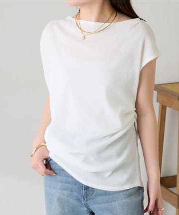 COLLAGE GALLARDAGALANTE(コラージュ ガリャルダガランテ) 【上品見えカットソー/シアー】アシメタックフレンチカットソー