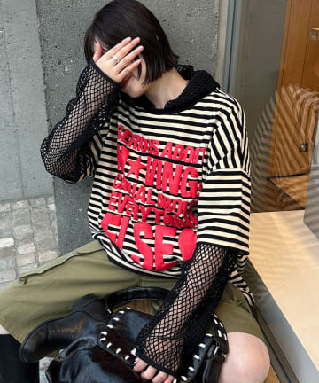 CIAOPANIC(チャオパニック) 【♡15で1500円OFFクーポン！？】スーパーBIGボーダーロゴTee