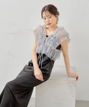 OUTLET(アウトレット) 【Chico】チュールベスト+キャミワンピースセット