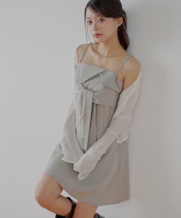 OUTLET(アウトレット) 【Chico】レイヤードデザインスーツキャミワンピース