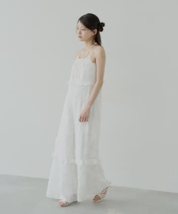 OUTLET(アウトレット) 【Chico】シアーフラワーホルターネックベアサロペット