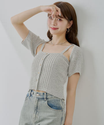 OUTLET(アウトレット) 【Chico】フロントボタンキャミ+ボレロセット