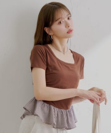 OUTLET(アウトレット) 【Chico】裾ドッキングチビT