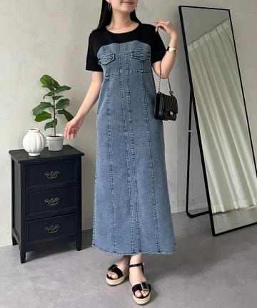 prose verse(プロズヴェール) ストレッチデニムドッキングワンピース