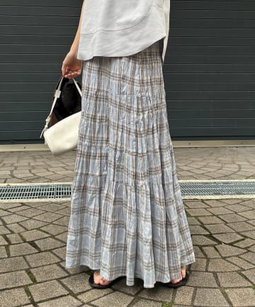 DOUDOU(ドゥドゥ) チェックワッシャースカート