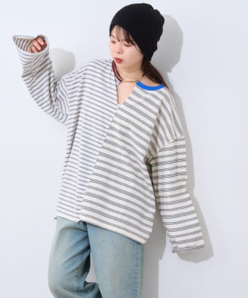 CIAOPANIC TYPY(チャオパニックティピー) 【etsinta】マルチボーダーリメイクtee