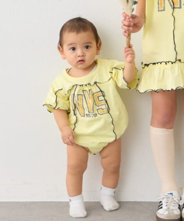 CIAOPANIC TYPY(チャオパニックティピー) 【KIDS】メロウ切替ロゴ半袖ロンパース