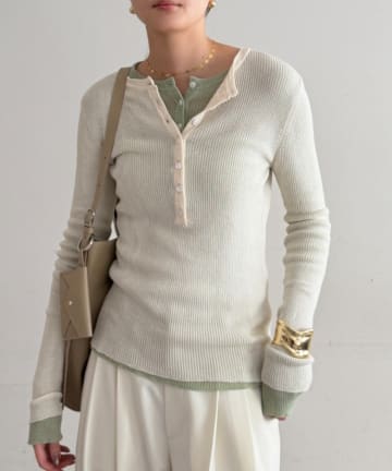 LOUNGEDRESS(ラウンジドレス) シアーリブヘンリーニット