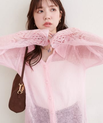 natural couture(ナチュラルクチュール) 衿付きデザインスリーブニット