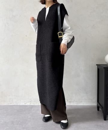 LOCUST(ローカスト) 【体型カバー】キーネックワンピース