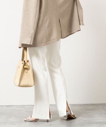 NOLLEY'S(ノーリーズ) ウォッシャブルカットジョーゼットスリットパンツ