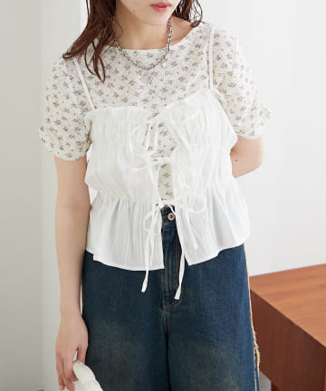 OUTLET(アウトレット) 【w closet】コットンギャザーキャミ