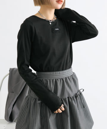 OUTLET(アウトレット) 【w closet】フリルネーム付テレコプルオーバー