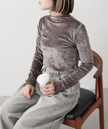 OUTLET(アウトレット) 【w closet】ストーンドットベロアプルオーバー