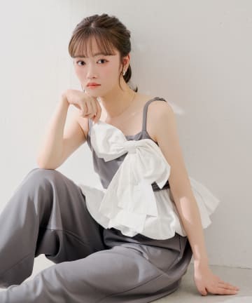 Chico(チコ) 3/12(木)0:00販売開始【SALON by Chico】マルチway / ビッグリボンバルーンペプラムコンビネゾン