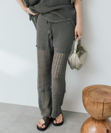 RIVE DROITE(リヴドロワ) 予約【à Nice （ア ・ニース）】クロシェトリムニットパンツ/5月下旬お届け予定