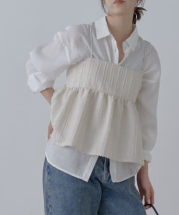 COLONY 2139(コロニー トゥーワンスリーナイン) 【セットアップ対応】フリンジストライプジャガードキャミビスチェ