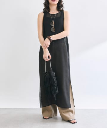 OUTLET(アウトレット) 【RIVE DROITE】カラミメッシュリーンワンピース