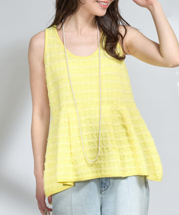 OUTLET(アウトレット) 【La boutique BonBon】ツイードノースリペプラムニット