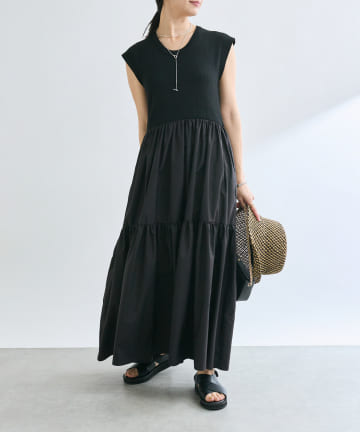 OUTLET(アウトレット) 【RIVE DROITE】ニットドッキングティアードワンピース